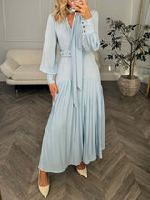 Balloon Sleeve Pleated Patchwork Dress