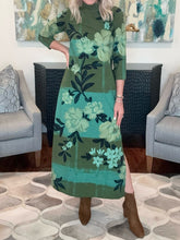 Mock Neck Printed 3/4 Sleeve Length Dress