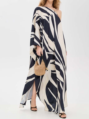 One-shoulder Printed Loose Maxi Dress