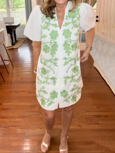 Button Up Embroidered Mini Dress