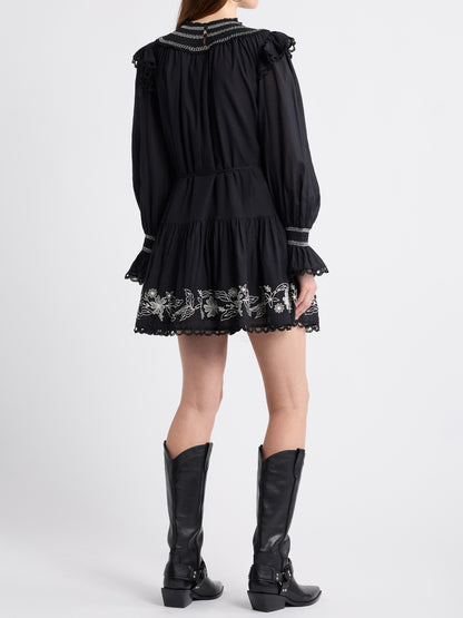 Embroidered Long Sleeve Mini Dress