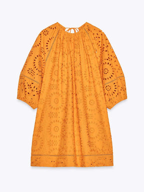 Lace Embroidered Mini Dress