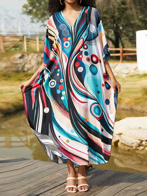 Placement Print Beach Cover-up Dress