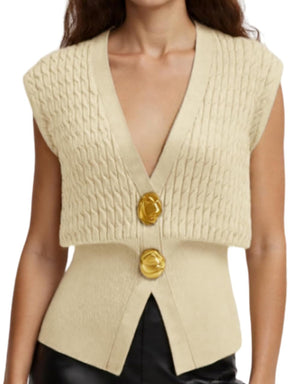 Knit Sweater Sleeveless V Neck Cardigans