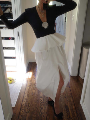 Elegant Deep V Neck Two Pieces Dress