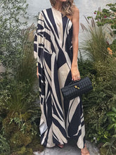 One-shoulder Printed Loose Maxi Dress
