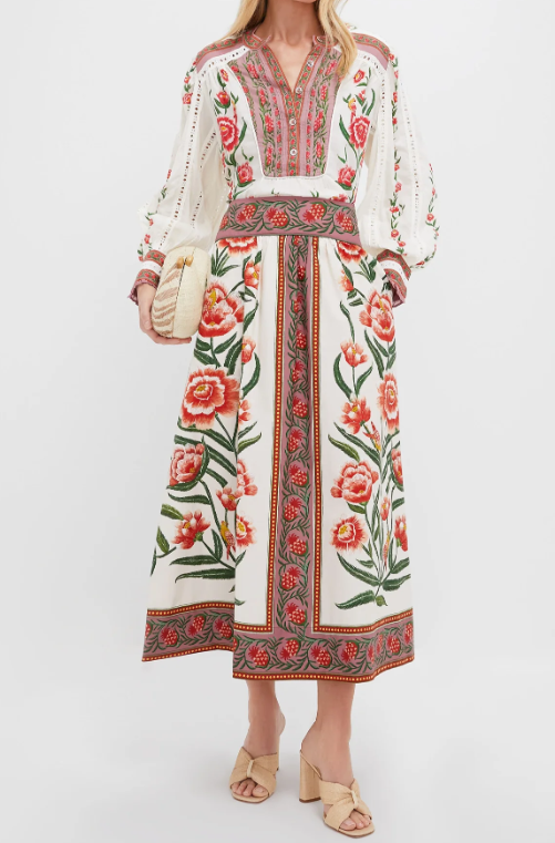 Elegant Floral Reddish-brown Dress