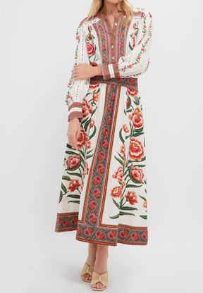 Elegant Floral Reddish-brown Dress