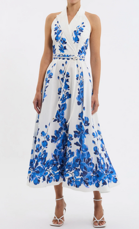 Demure Blue Floral Sleveless Maxi Dress