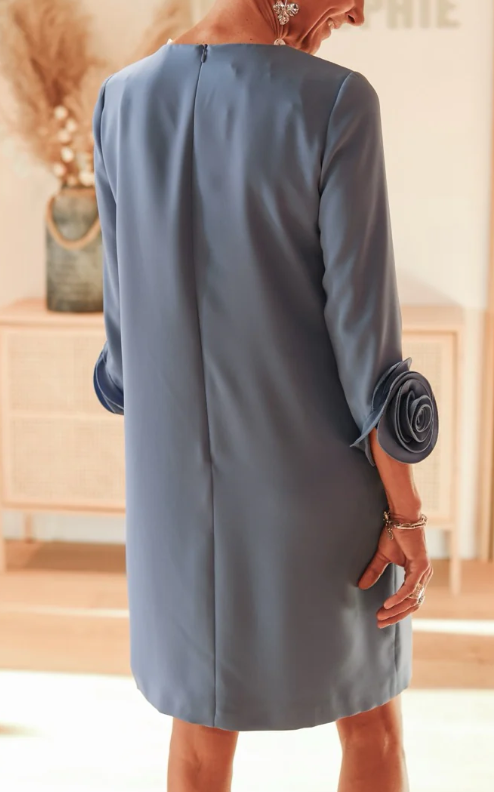 The Demure H-line Dress With Flower