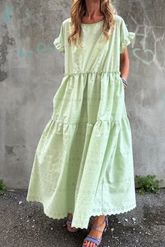 Casual Loose Eyelet Cotton Dress
