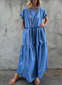 Casual Loose Eyelet Cotton Dress