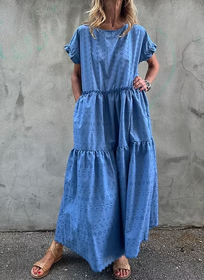 Casual Loose Eyelet Cotton Dress