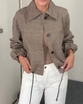 Plaid Bomber Short Jacket