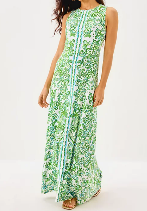 Chic Green Floral Sleeveless Dress