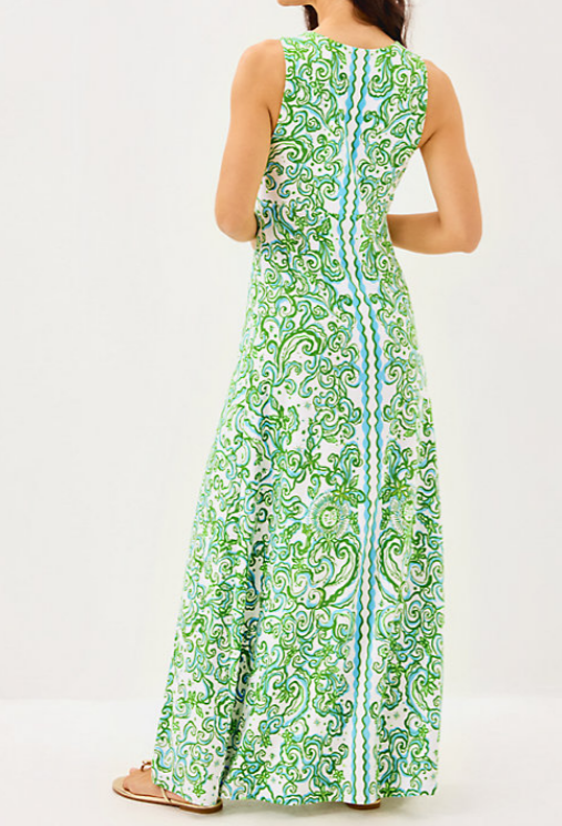Chic Green Floral Sleeveless Dress