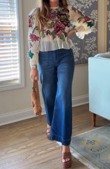 Floral Embroidered Mesh Top