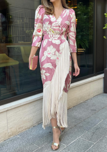 Classy Floral Tassel Occasion Dress