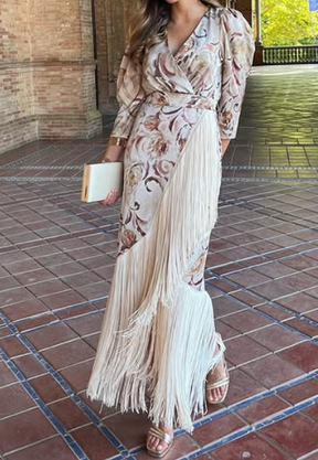 Classy Floral Tassel Occasion Dress