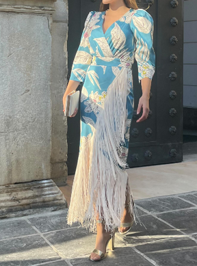 Classy Floral Tassel Occasion Dress