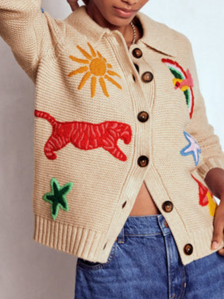 Embroidered Knitted Cardigan