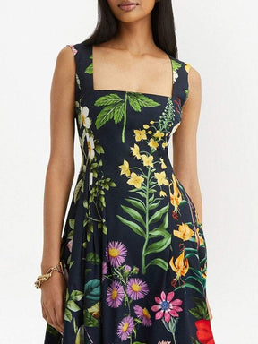 Floral Print Open Back Zip Dress