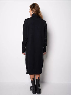 Turtleneck Knitted Loose Solid Color Sweater Dress