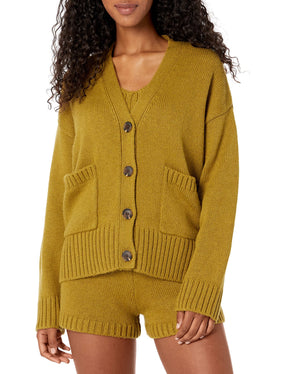 Chunky Button-Front Pocket Ribbed Cardigan