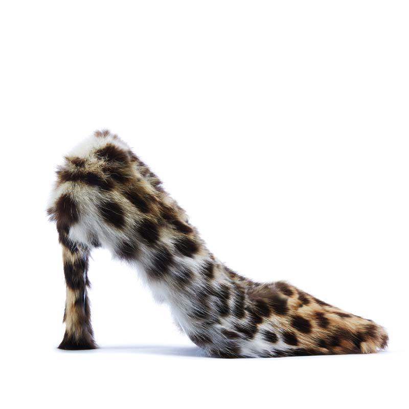 Lynx Fur Pump with removable laces