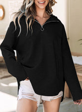 Casual Long Sleeve Half Zipper Oversized Hoodies