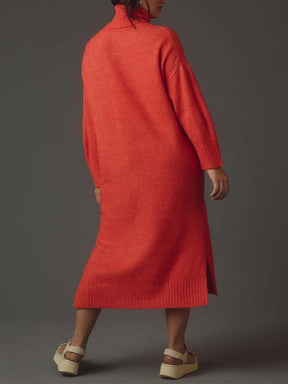 Turtleneck Sweater Midi Dress