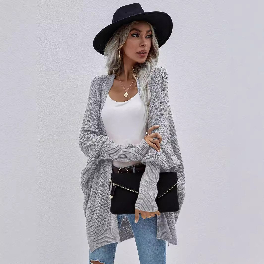 Women's loose solid color cardigan sweater coat