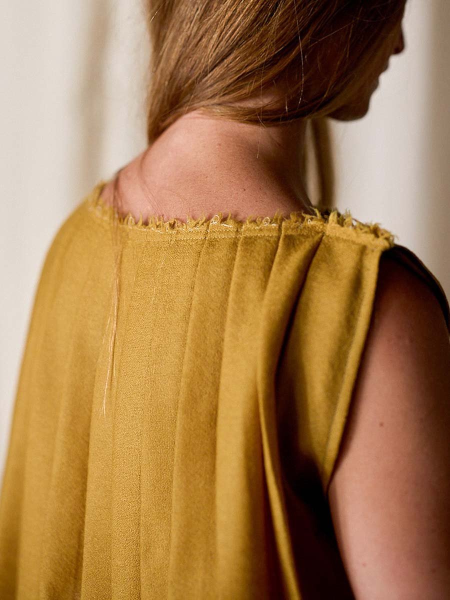 Pleated Open Back Dress