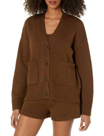 Chunky Button-Front Pocket Ribbed Cardigan