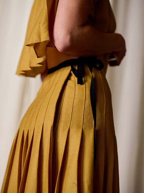 Pleated Open Back Dress