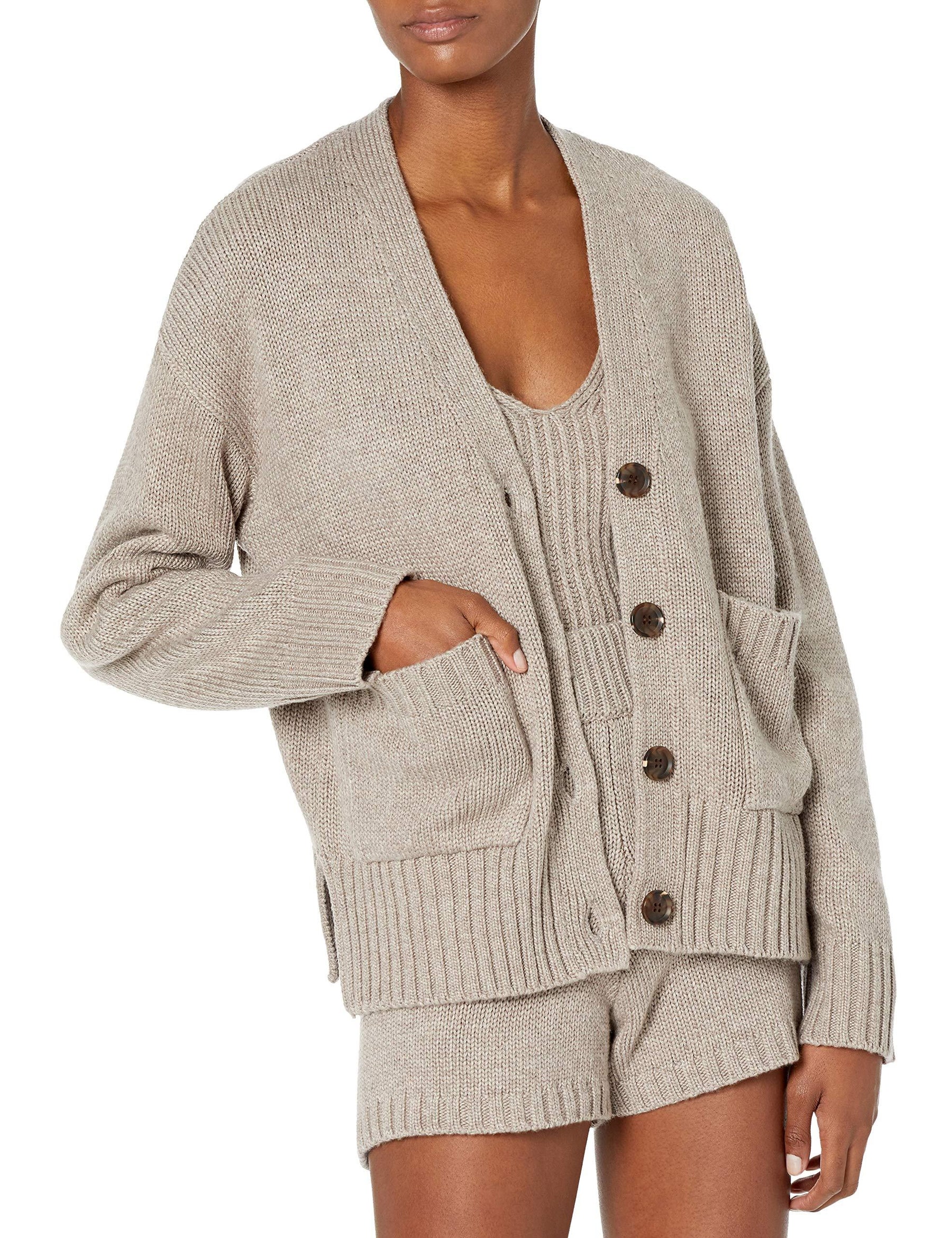 Chunky Button-Front Pocket Ribbed Cardigan