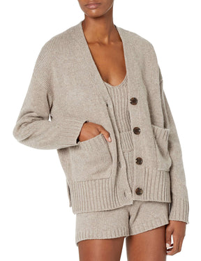 Chunky Button-Front Pocket Ribbed Cardigan