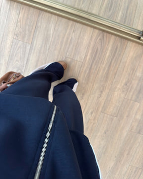 Contrast Color Loose Zip Track Suit