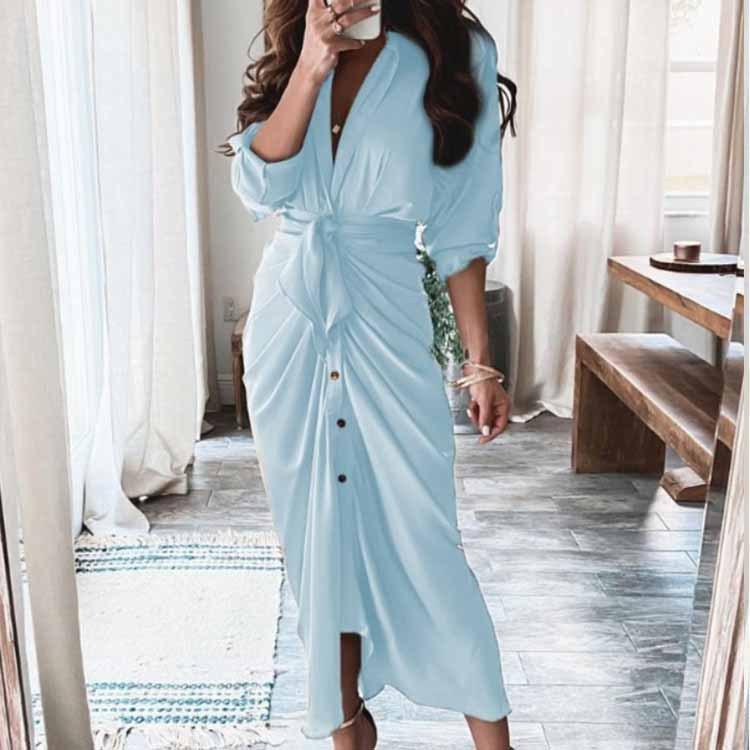 Pleated Irregular Tie Dress