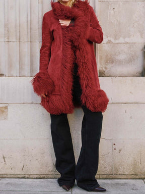 Long Sleeve Warm Fur Collar Coat