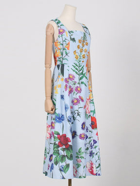 Floral Print Open Back Zip Dress