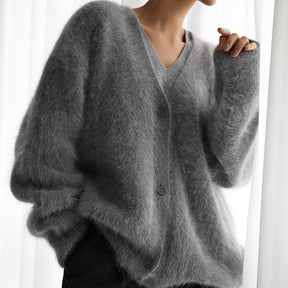 Women's V-neck knitted cardigan sweater