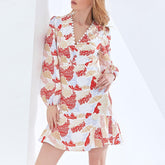 Printed V-neck A-line Dress