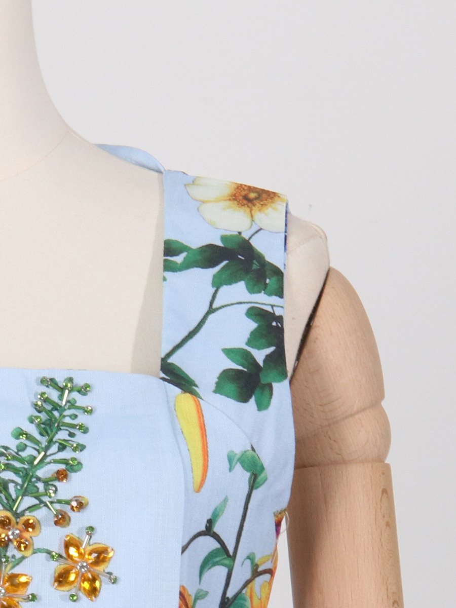 Floral Print Open Back Zip Dress