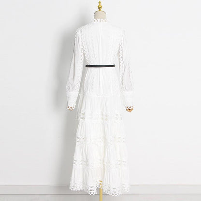 Collar Long Sleeve Lace Dress