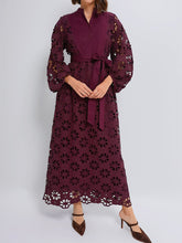 Elegant Lace Patchwork Belted Maxi Dress