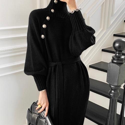 Tie waist knit dress