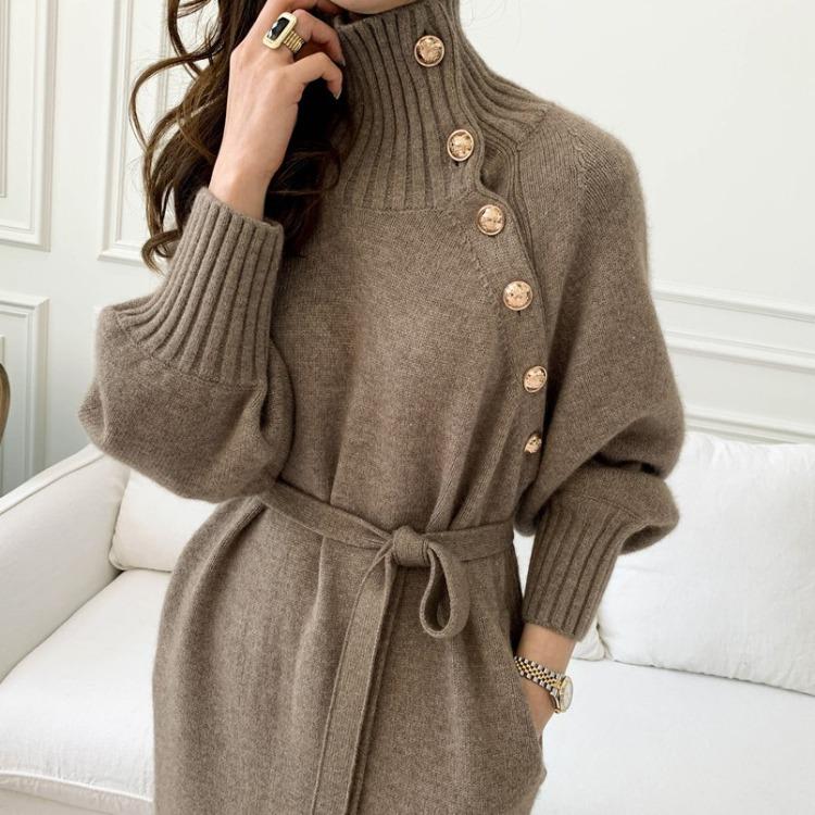 Tie waist knit dress