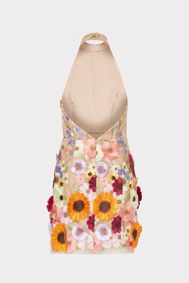 FLOWER 3D HALTER NECK SLIM DRESS