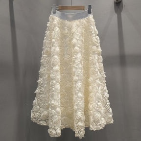 Three-Dimensional Flower High Waist Skirt